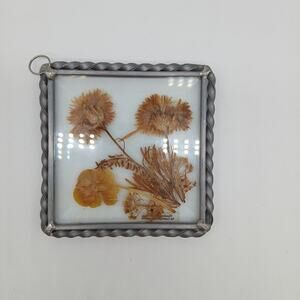 Vintage Lasting Impressions Suncatcher Dried Pressed Flowers in Framed Glass USA